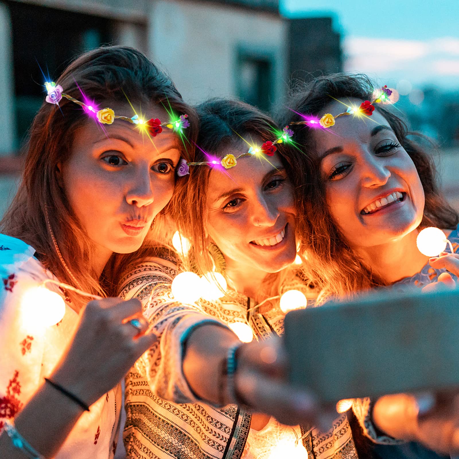 PTHTECHUS guirnalda cabello LED para bodas, brilla en sesiones fotográficas.