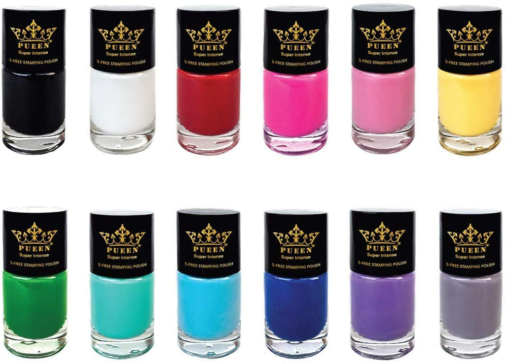 PUEEN Super Intense esmalte azul bebé para stamping, ideal para diseños claros y nítidos.