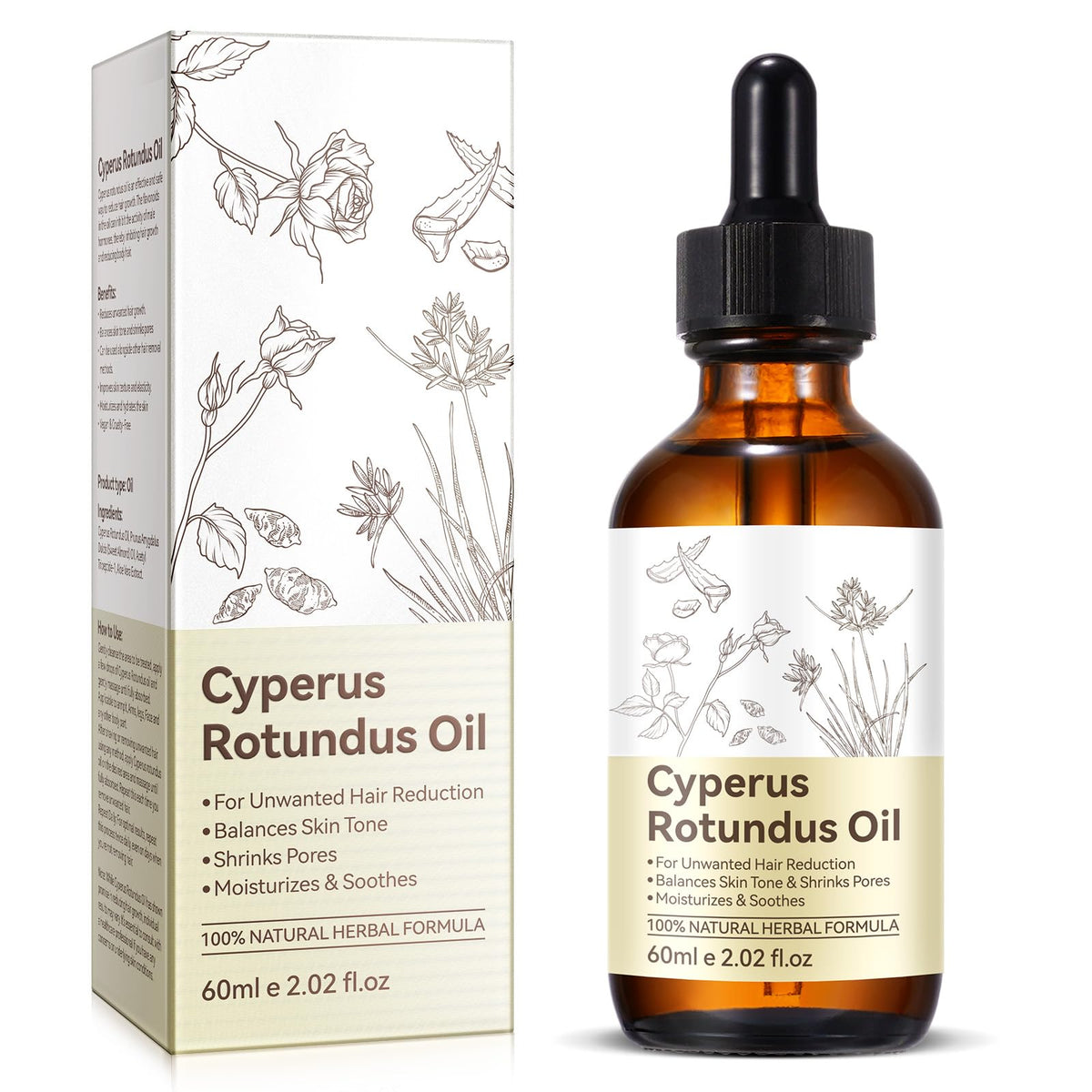 PULLING OIL Cyperus Rotundus, botella para uso diario en depilación suave.