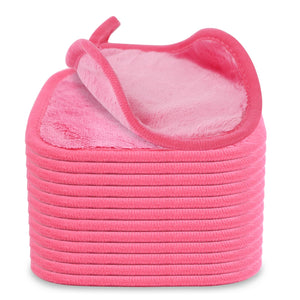 Puomue toallas desmaquillante de microfibra 6x6 en rosa rojo: limpieza suave para la piel