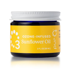 PurO3 aceite ozonado de girasol, hidratación suave para piel seca.
