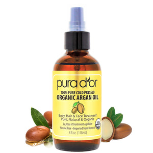 PURA D'OR Aceite de Argán: botella cercana para hidratación suave de piel y cabello