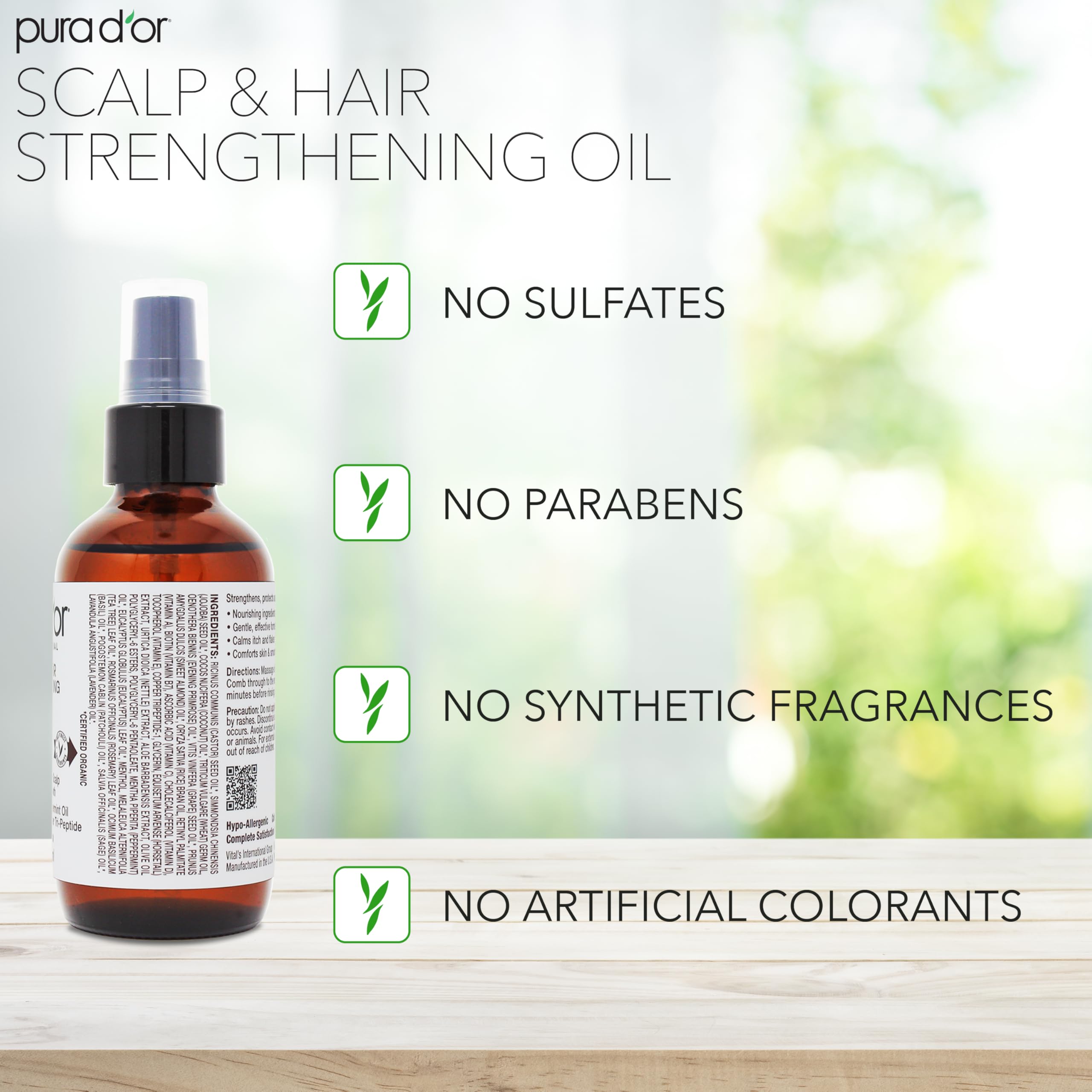 PURA D'OR Efecto brillo natural en cabello, gracias a romero y otros aceites