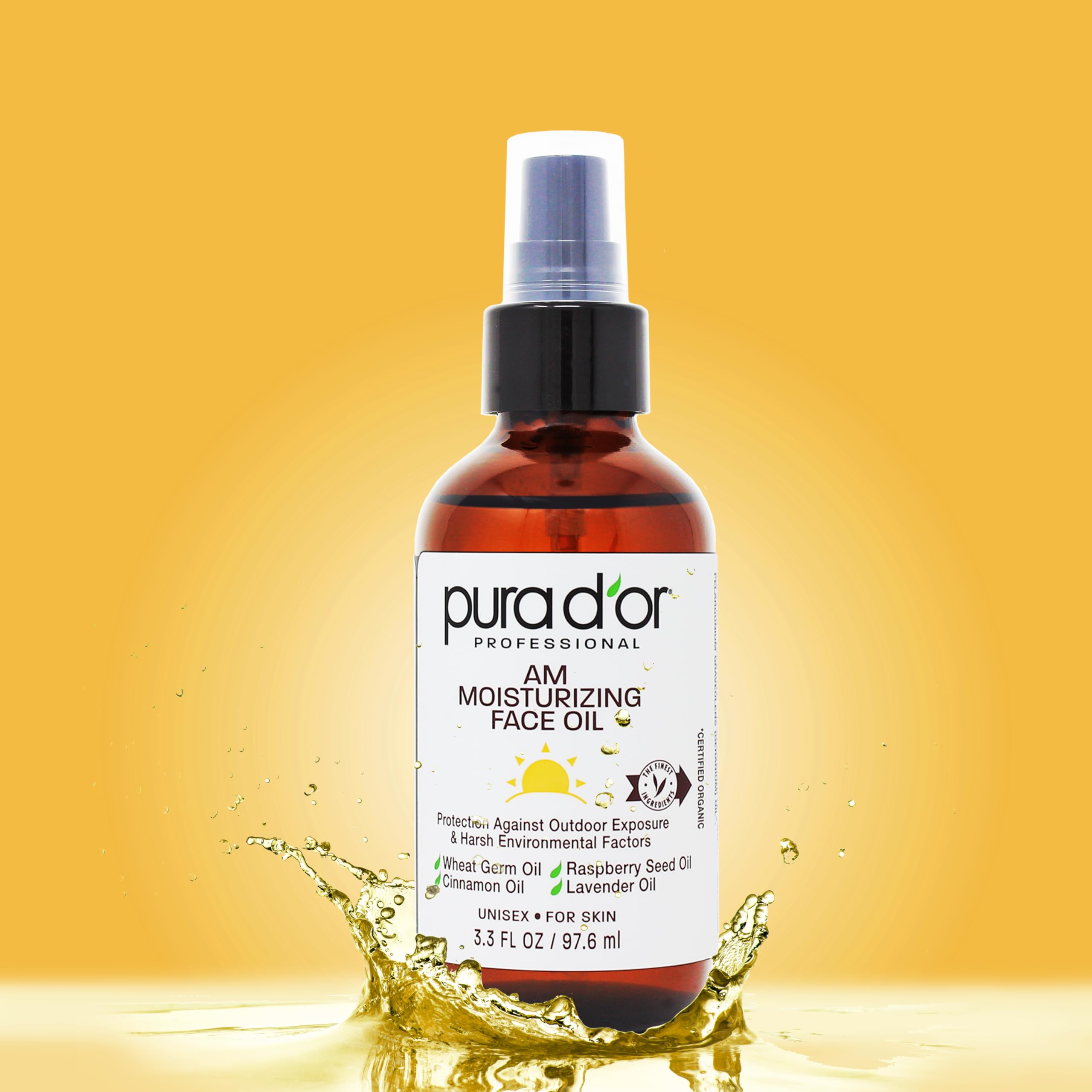 PURA D'OR AM Face Oil: aplicación suave en la piel para un rostro radiante.