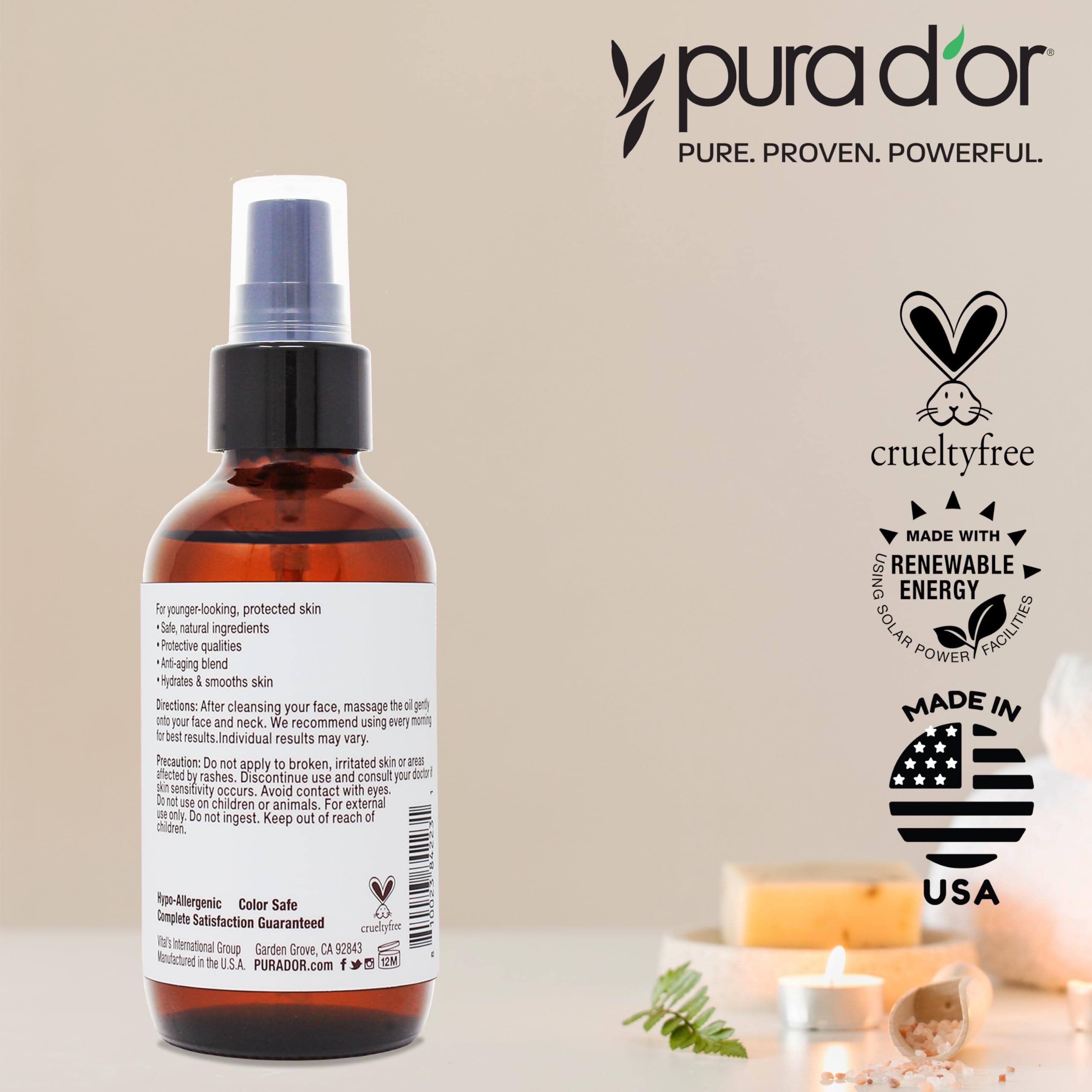 PURA D'OR AM Face Oil: beneficios potenciales como hidratación y antioxidantes para un look saludable.