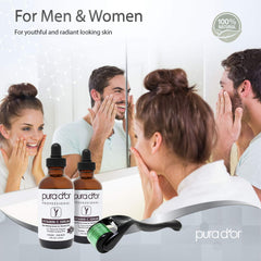 PURA D'OR kit suero y rodillo para cuidado facial completo.