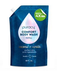 Puracy jabon de cuerpo: botella con aroma coco vainilla para ducha relajante