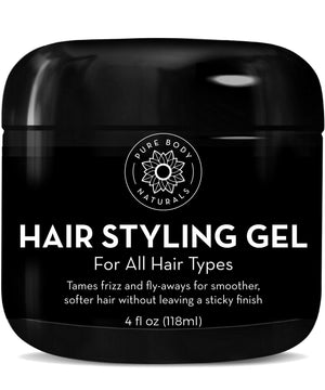 Pure Body Naturals Hair Gel para hombres, envase de 4 onzas con control duradero.