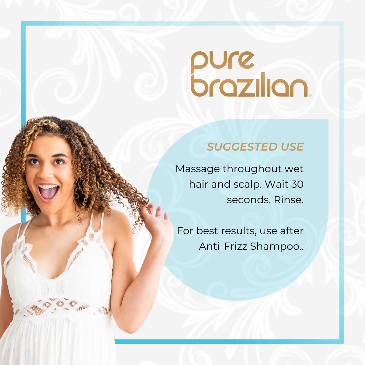 Pure Brazilian cabello brillante y saludable tras uso regular