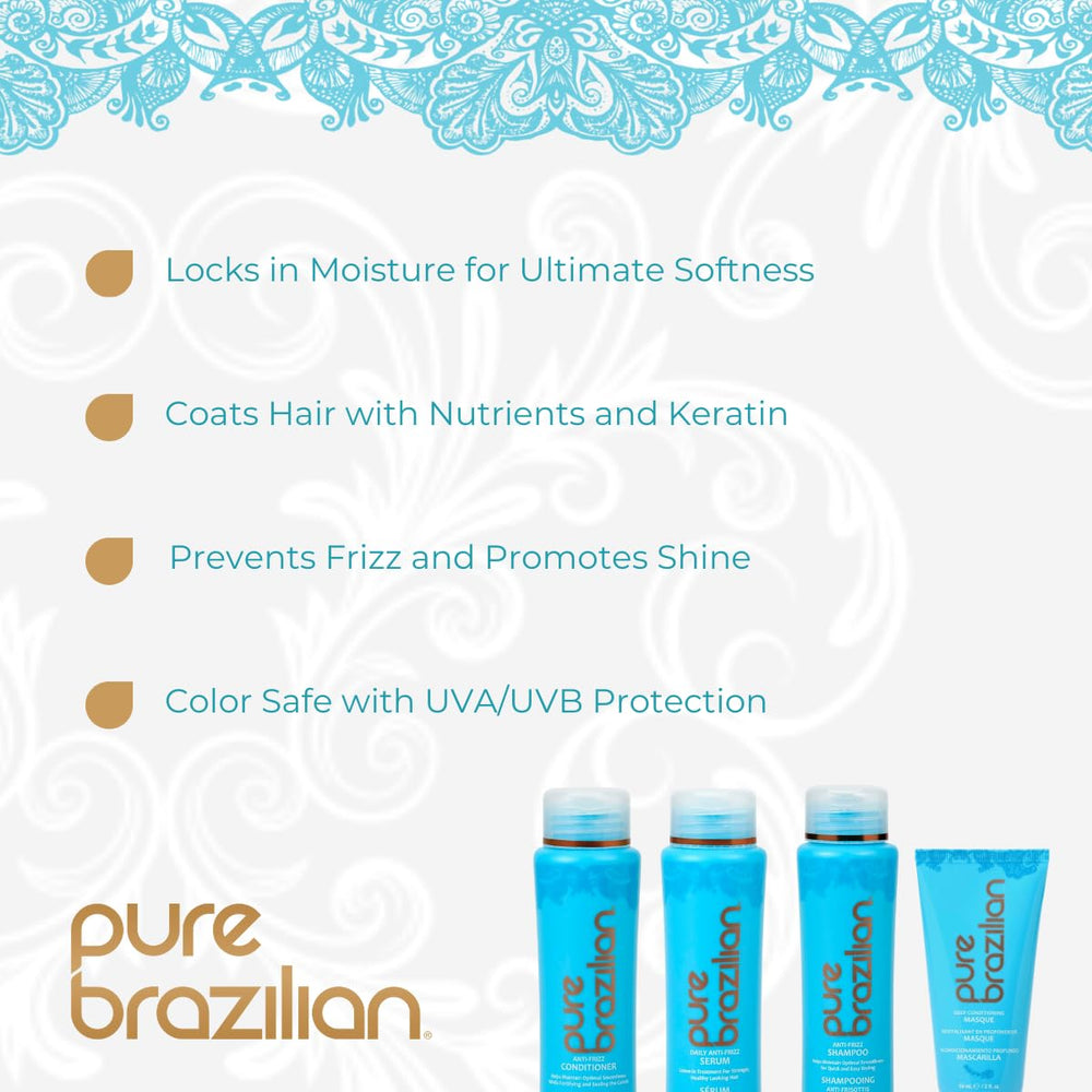 Pure Brazilian acondicionador anti frizz en tamaño viaje suaviza y facilita el peinado