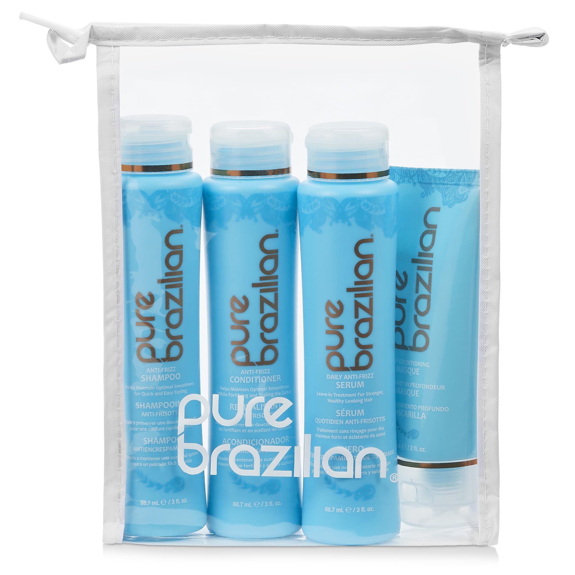 Pure Brazilian champú anti frizz en formato viaje para control del encrespamiento diario