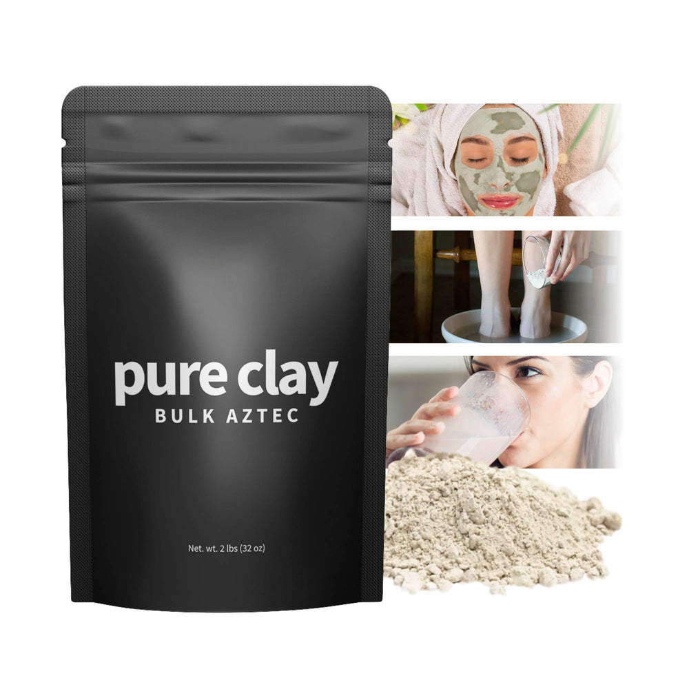 PURE CLAY arcilla bentonita azteca polvo para mascarillas faciales y baños desintoxicantes.