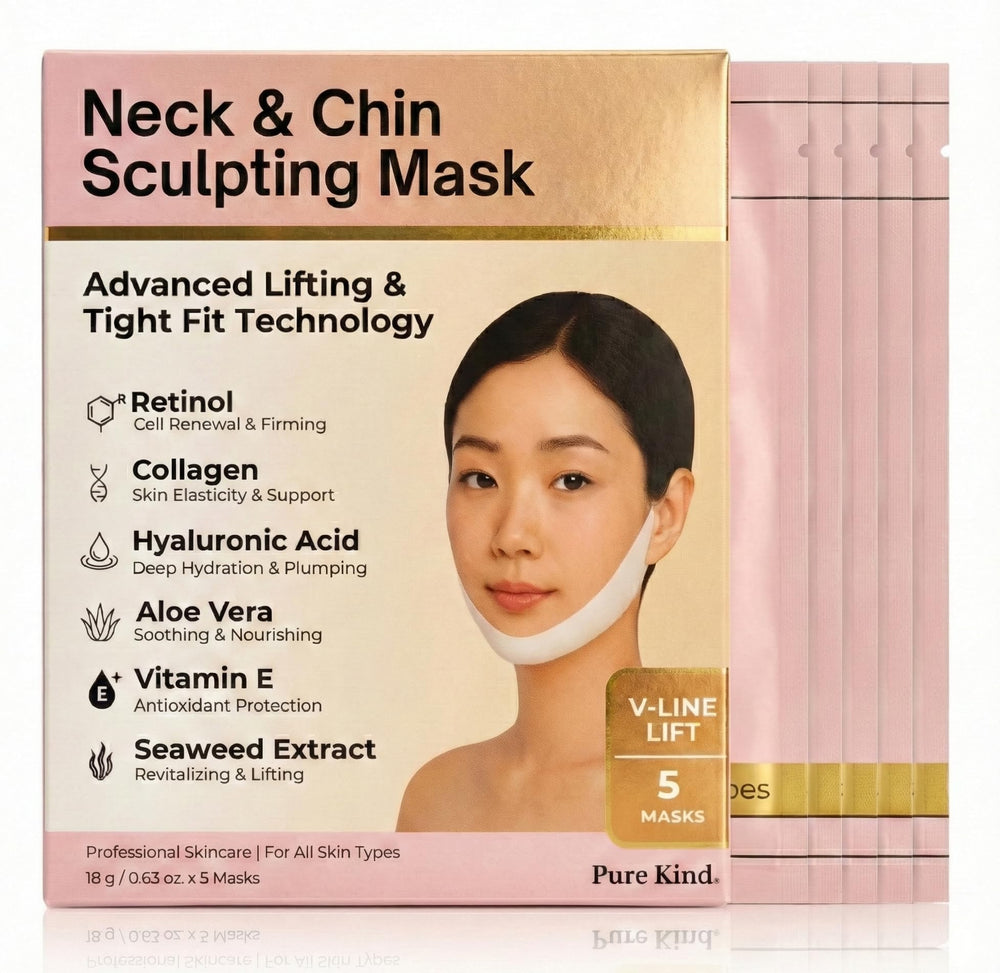 Pure Kind mascarilla V-Line para cuello: levantamiento suave y definición.