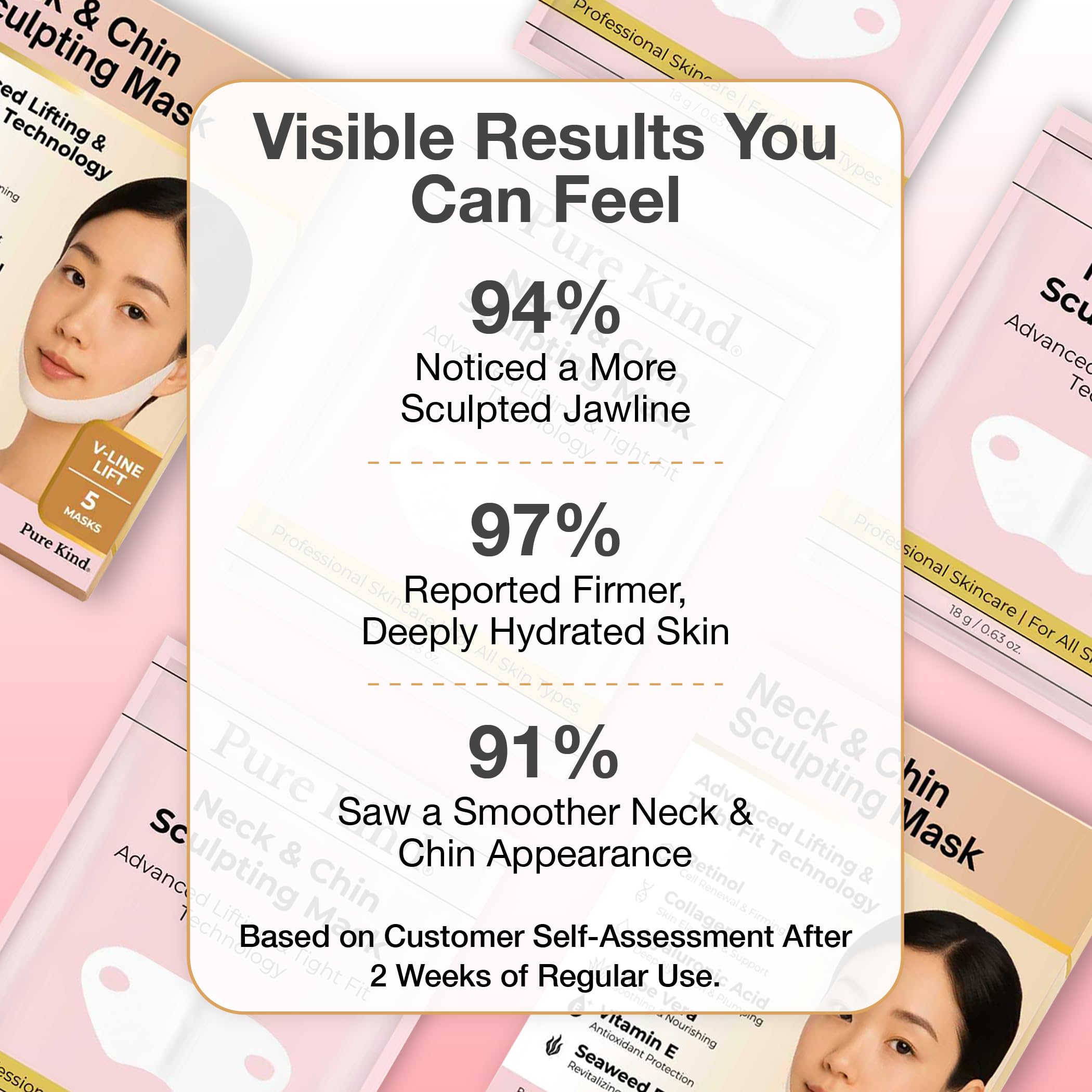 Pure Kind mascarilla V-Line con retinol y colágeno para firmeza.