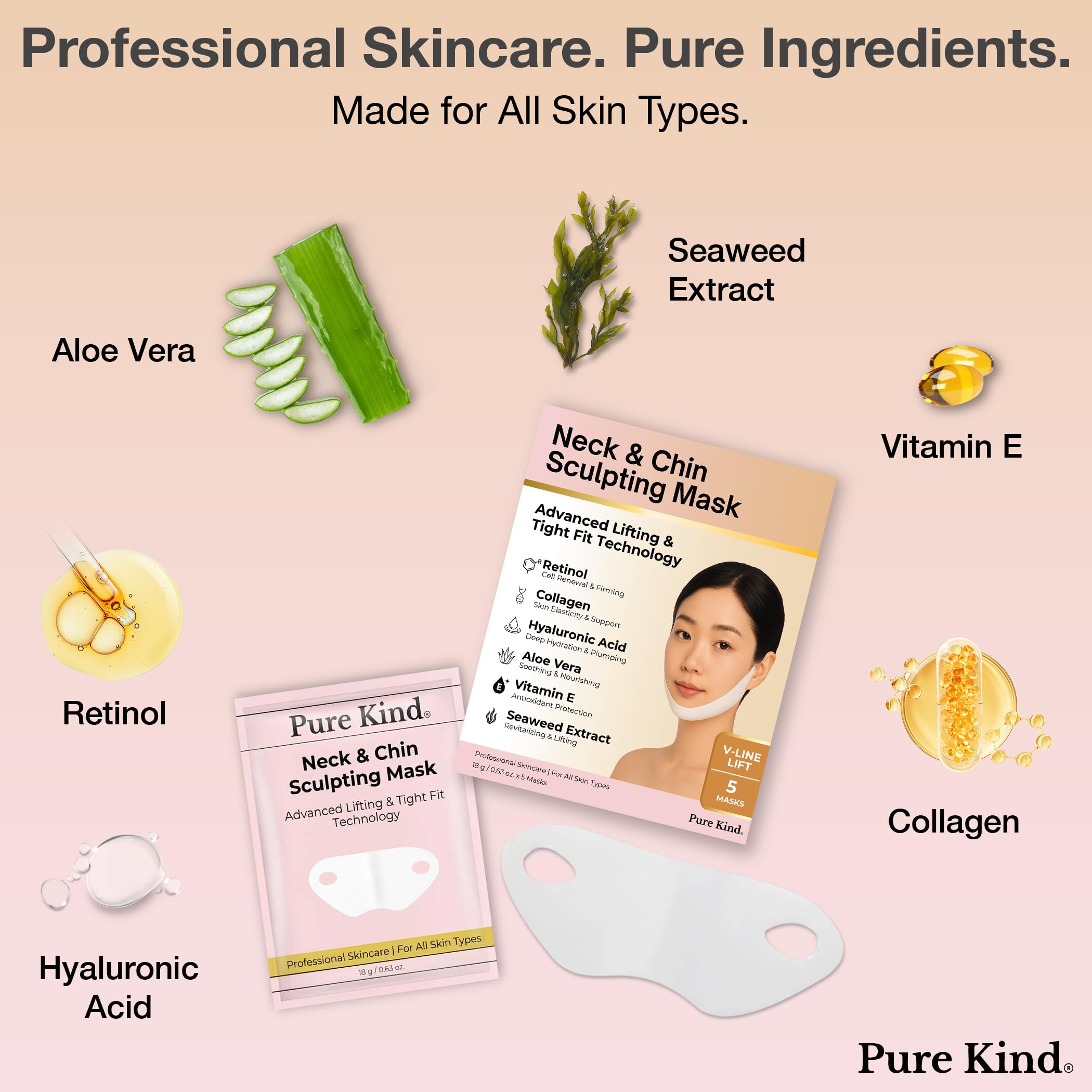 Pure Kind mascarilla V-Line apta para 2–3 sesiones semanales.