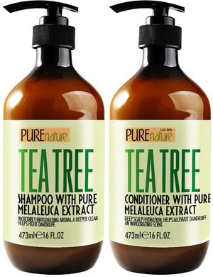 Pure Nature Lux Spa champú de arbol de té, botella para cuidado suave y refrescante