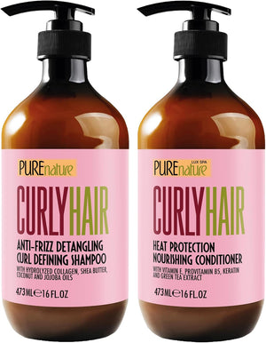 Pure Nature Lux Spa, botella de champú rizado, ideal para rizos hidratados y definidos.