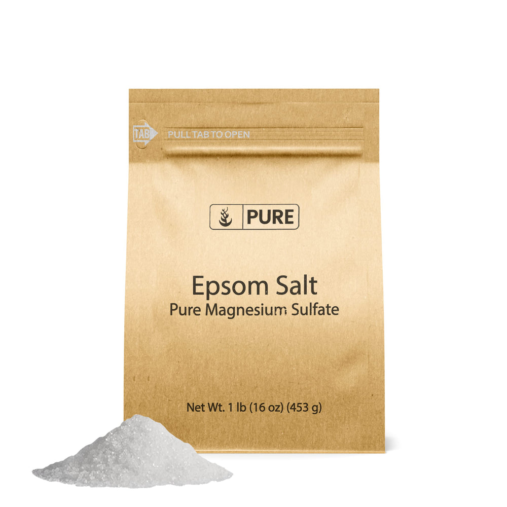 Pure Original Ingredients Sal Epsom, cristales blancos para baño relajante y suave