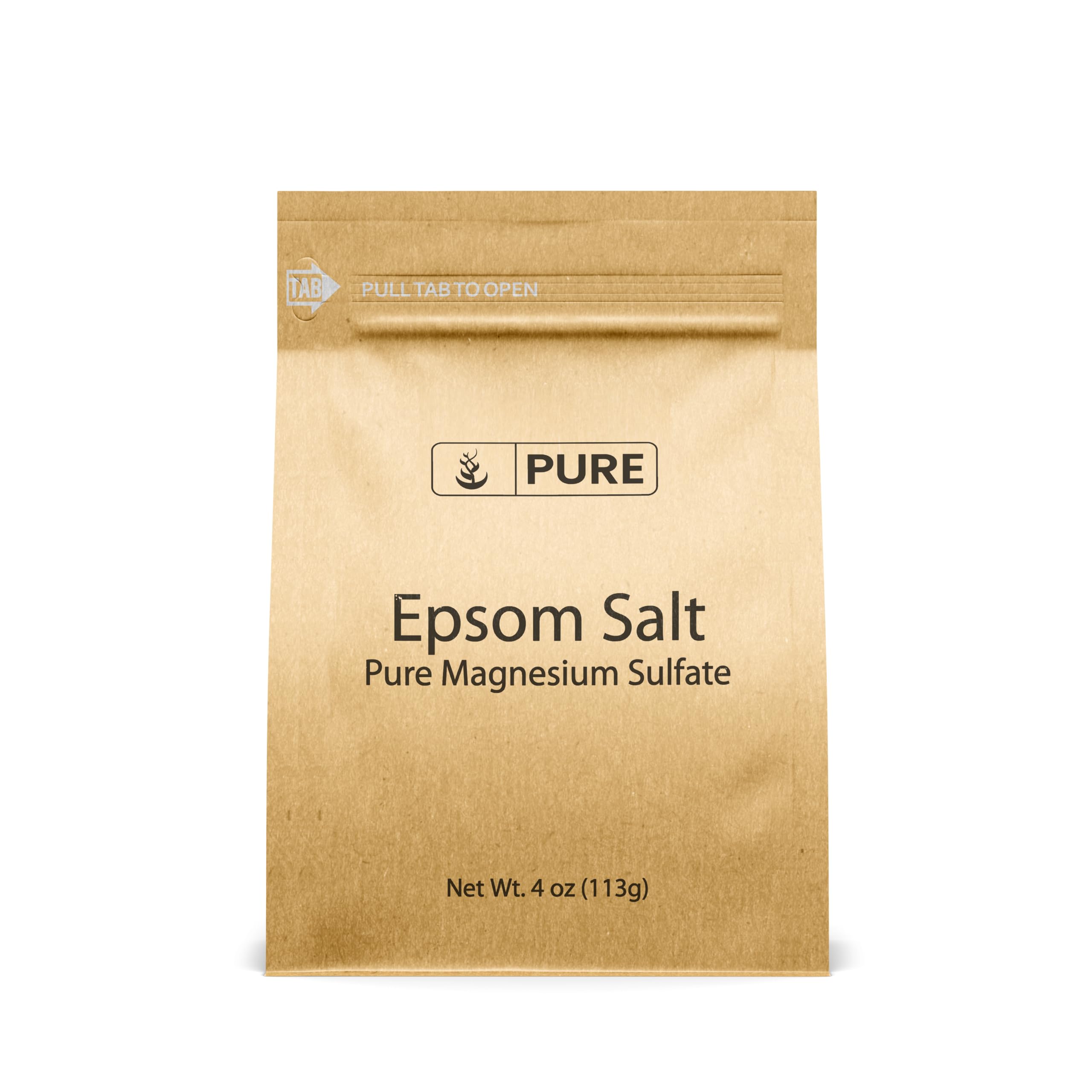 Pure Original Ingredients Sal Epsom en envase traslúcido, fácil de medir para remojos