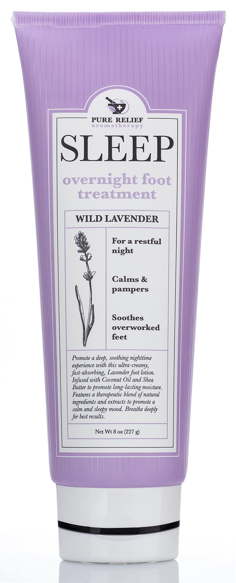 Pure Relief crema-pies lavanda-8oz para relajación y humectación.