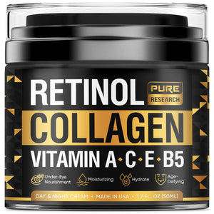 Pure Research crema retinol botella: hidratación y anti-edad para la piel.