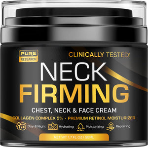 Pure Research crema cuello reafirmante para firmeza e hidratación diaria.