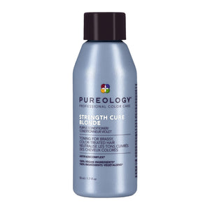 Pureology Strength Cure Blonde, botella, tono morado y protección del color