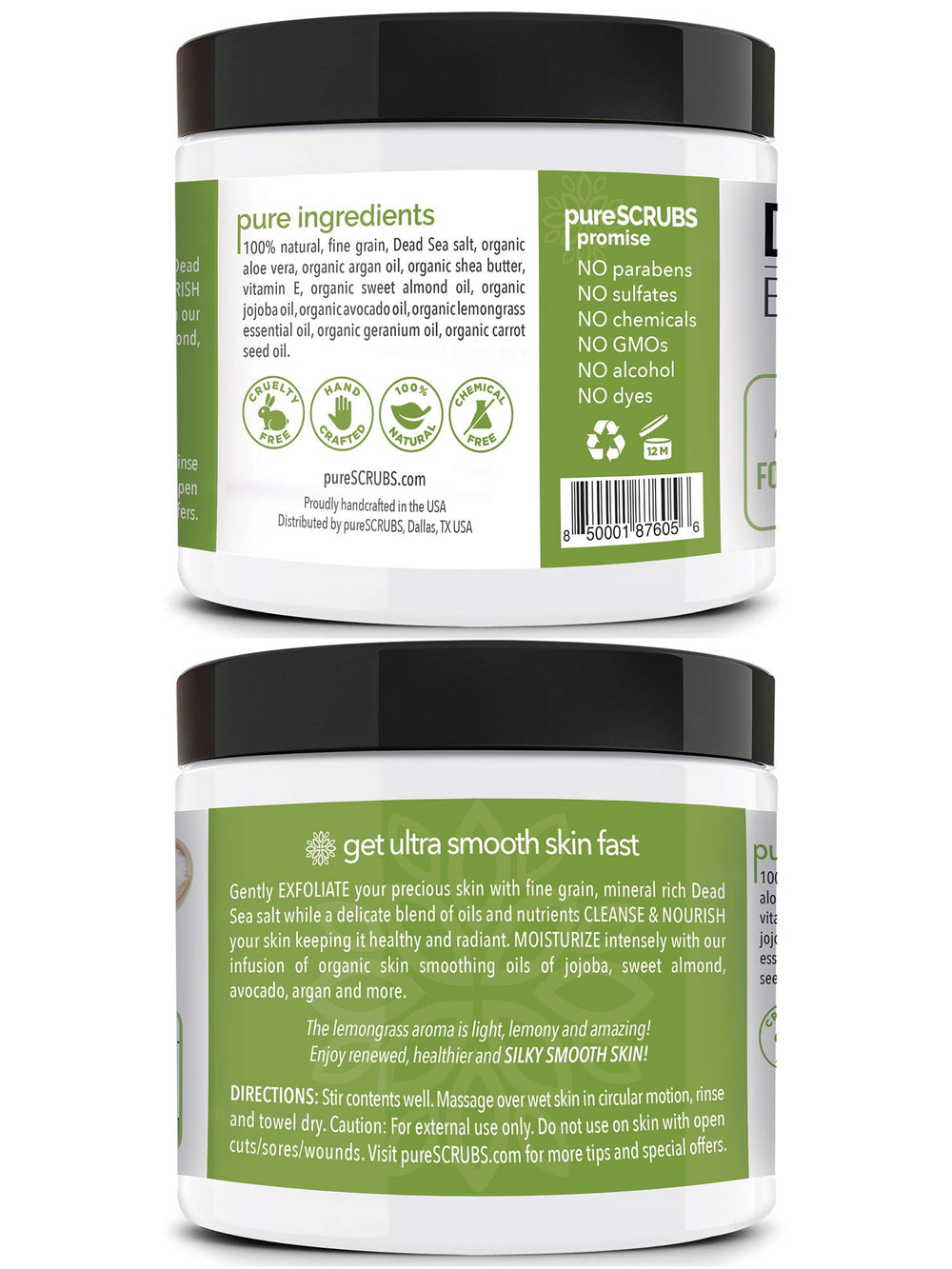 PureSCRUBS cuchara de madera incluida para medir exfoliante con precisión