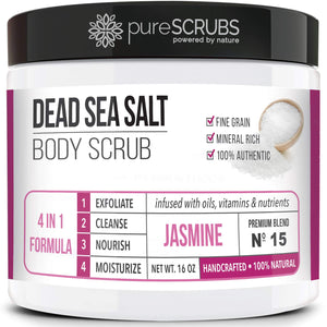 PureSCRUBS Exfoliante corporal Jazmín 16 oz para piel suave y radiante.