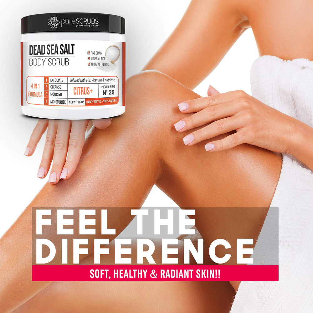 pureSCRUBS envase transparente muestra el color y aroma cítrico.