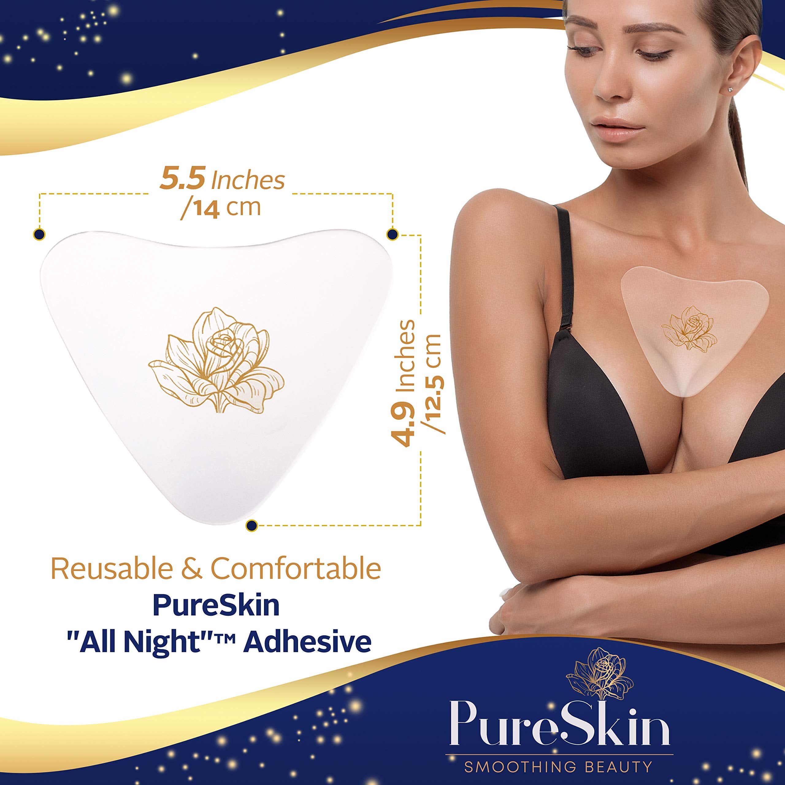 PureSkin pads escote silicona suavizar arrugas y textura.