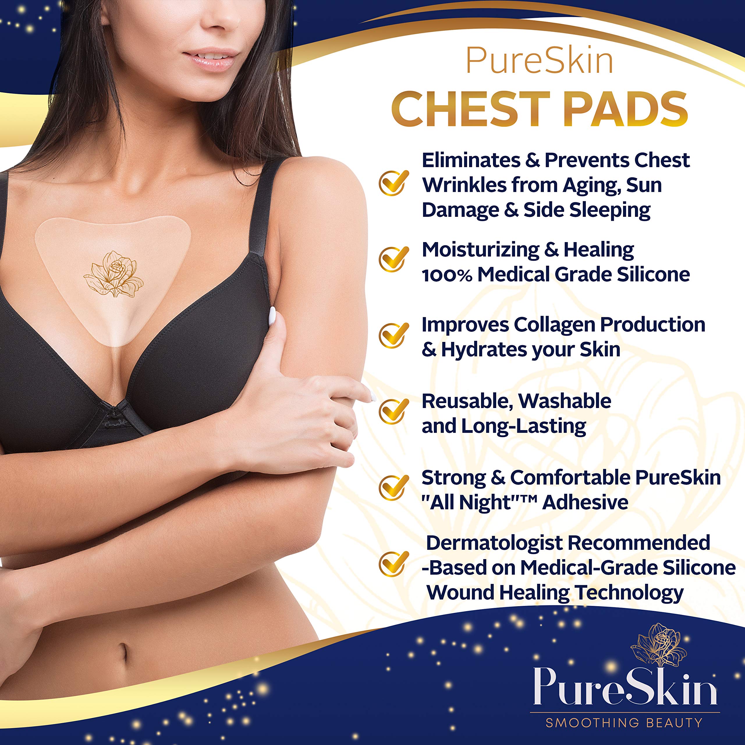 PureSkin parches pecho silicona para dormir arrugas reducidas.