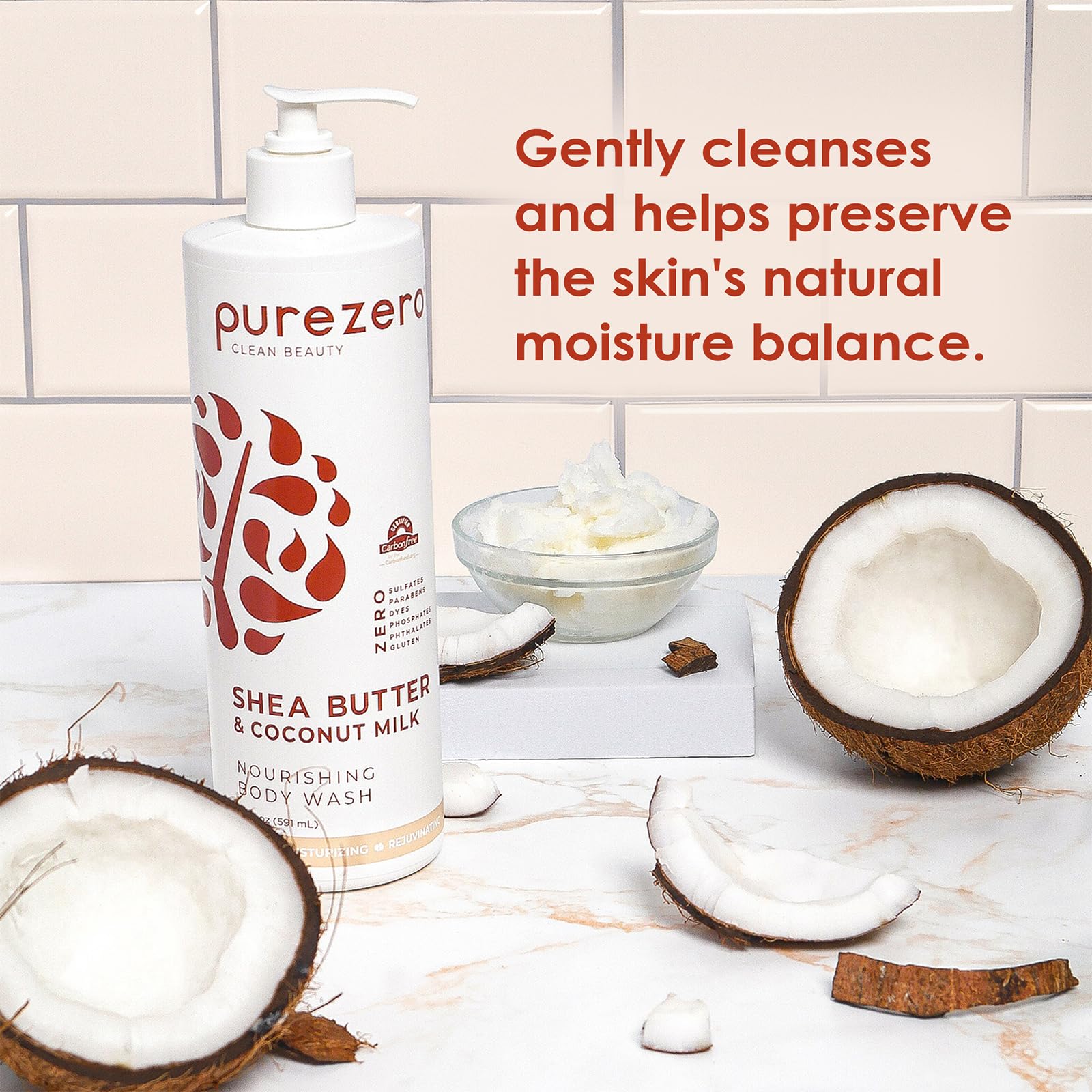 Purezero limpieza suave sin sulfatos protege la barrera cutánea.