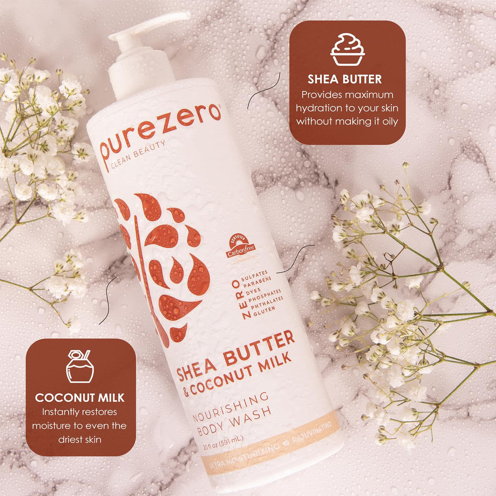 Purezero sensación fresca de coco para despertar la piel al ducharse.