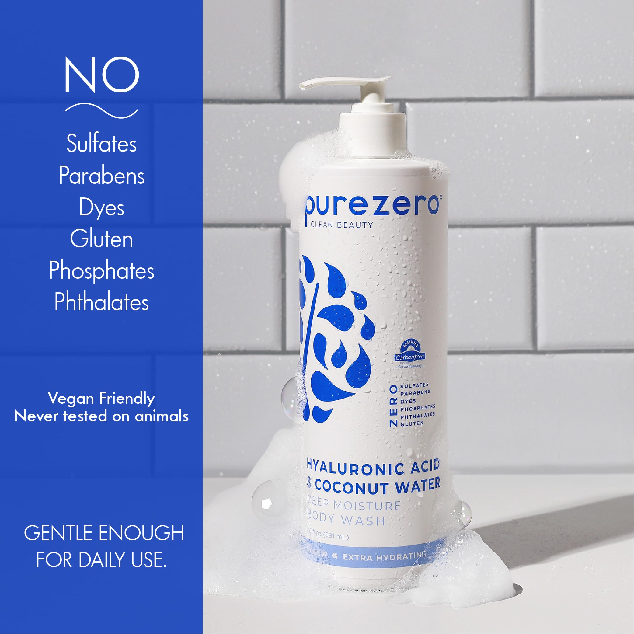 PureZero apariencia de textura cremosa en limpiador corporal para limpieza suave.