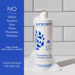 PureZero apariencia de textura cremosa en limpiador corporal para limpieza suave.