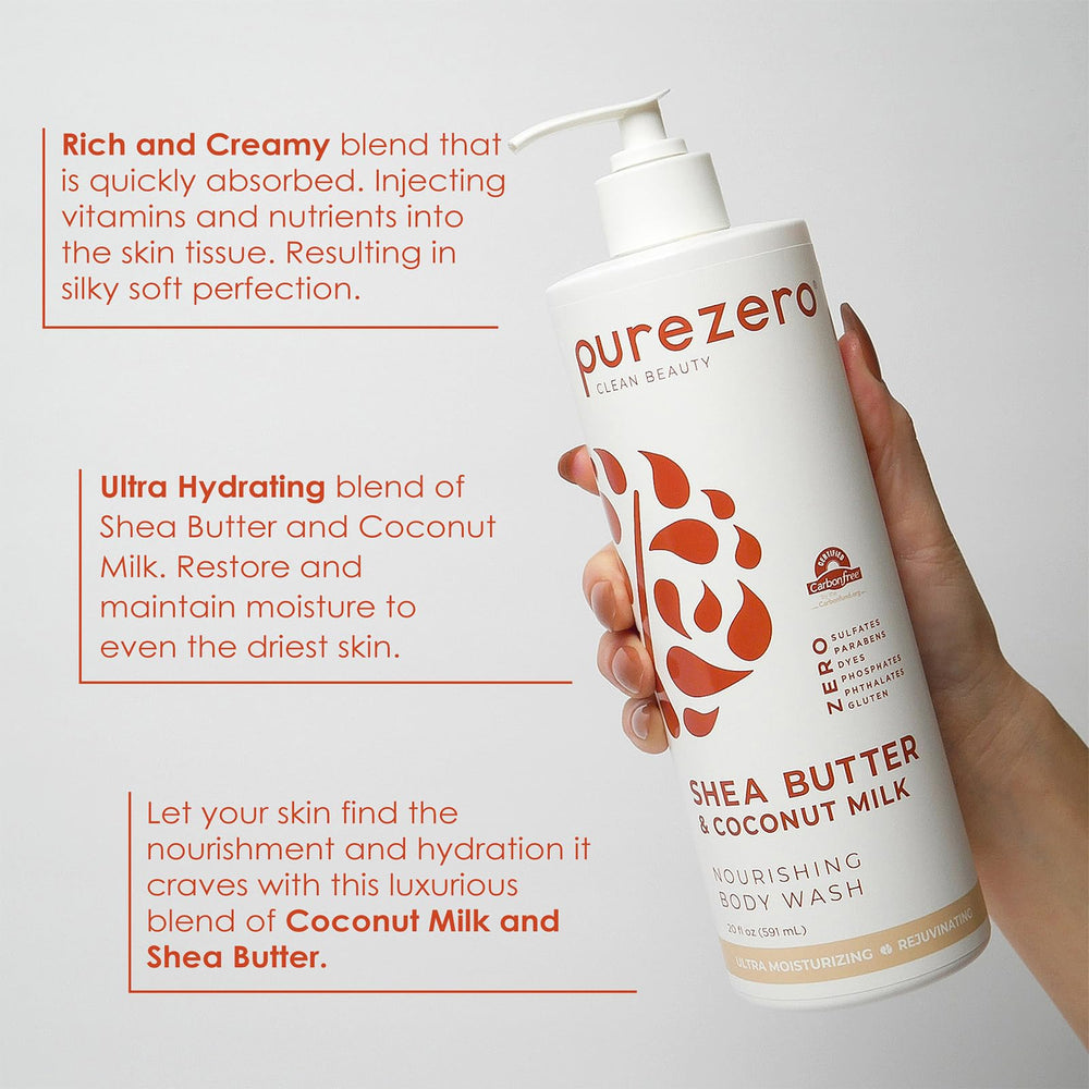 Purezero textura nutritiva con manteca de karité y coco nutre la piel.
