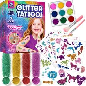 Purple Ladybug kit tatuajes brillantes 175 piezas, ideal para fiestas creativas.