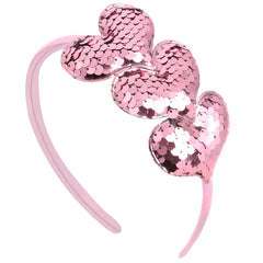 Pvoiue diadema con corazones holográficos rosados para estilos románticos en fiestas.