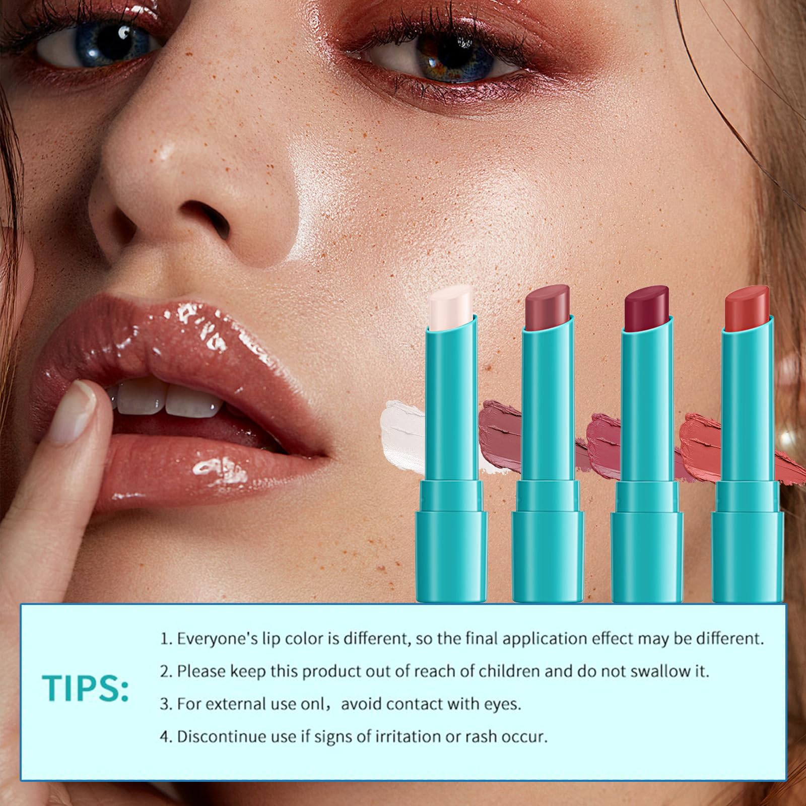 qawnfy paleta labial rosa polvo para un look suave diario.