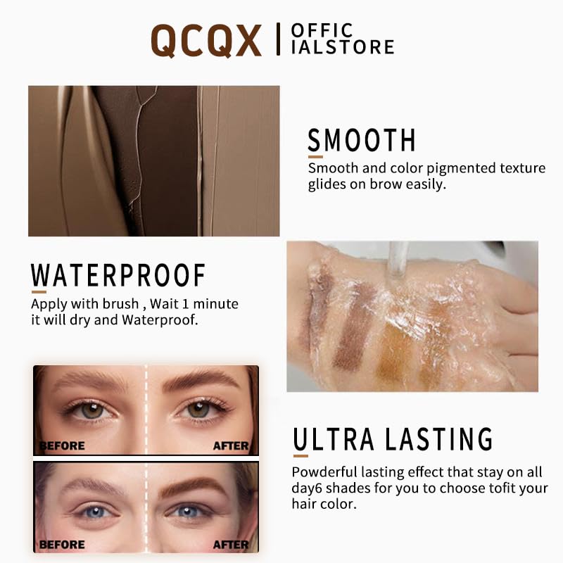 QCQX fórmula a prueba de manchas para cejas con aspecto profesional.