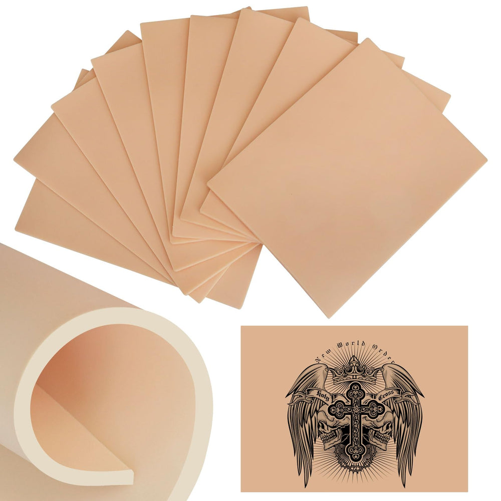 Práctica de tatuaje con piel de silicona Qeqanazo 3mm, ideal para principiantes.