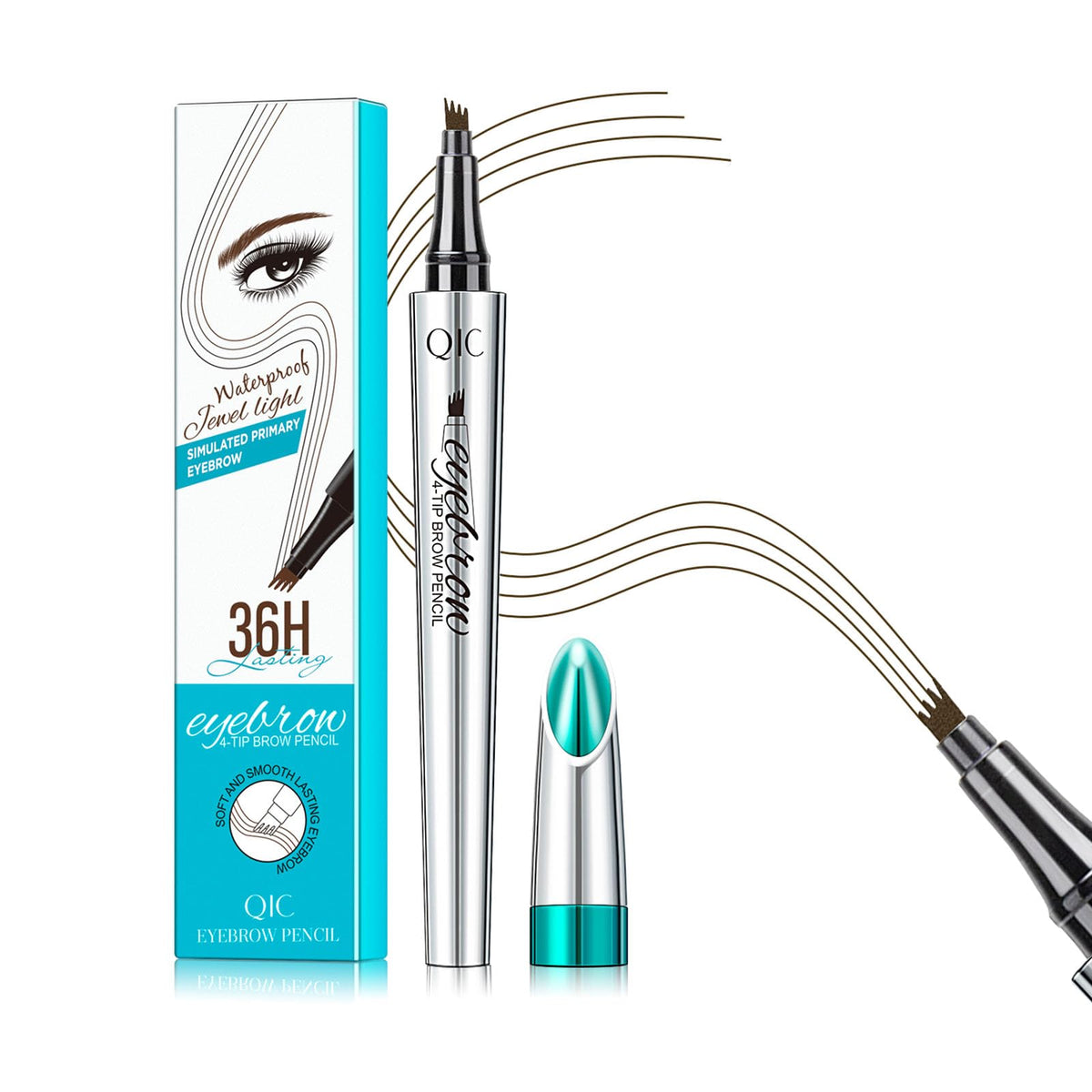 QIC Cejas 4 Puntas: aplicación precisa para trazos naturales.