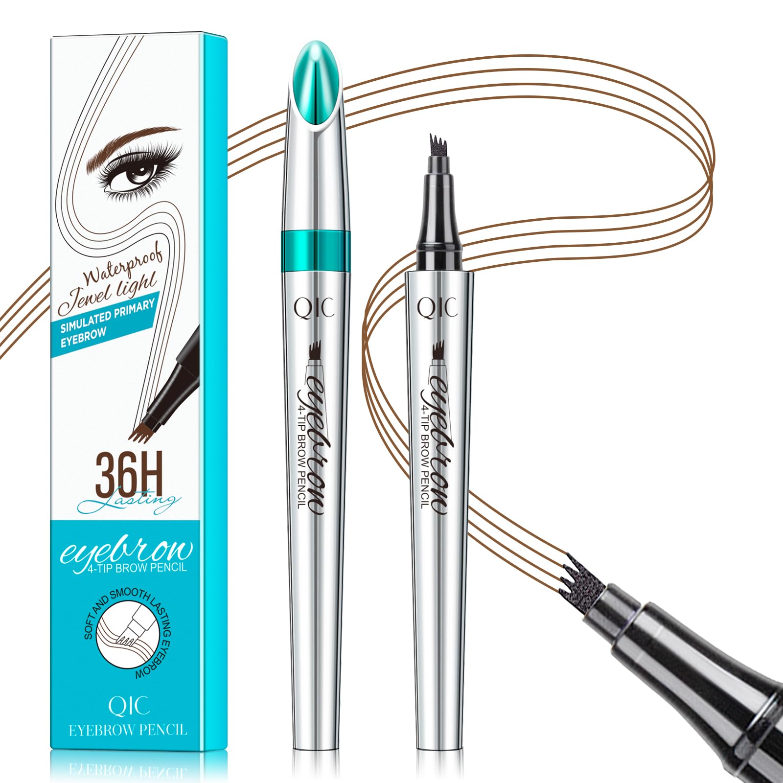 QIC lapiz cejas microblade 4 tip para trazos naturales y definidos