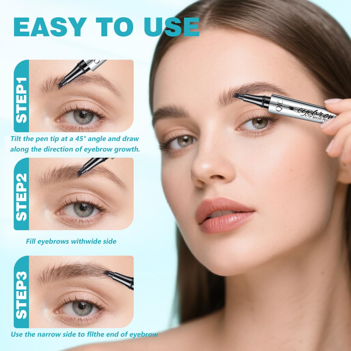 QIC cejas resistente al agua para acabado duradero