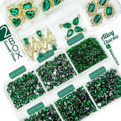 Cristales esmeralda verdes qiipii para uñas, brillo 3D duradero
