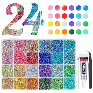 Qiipii cristales de resina 4 mm, 24 colores, para manualidades brillantes.