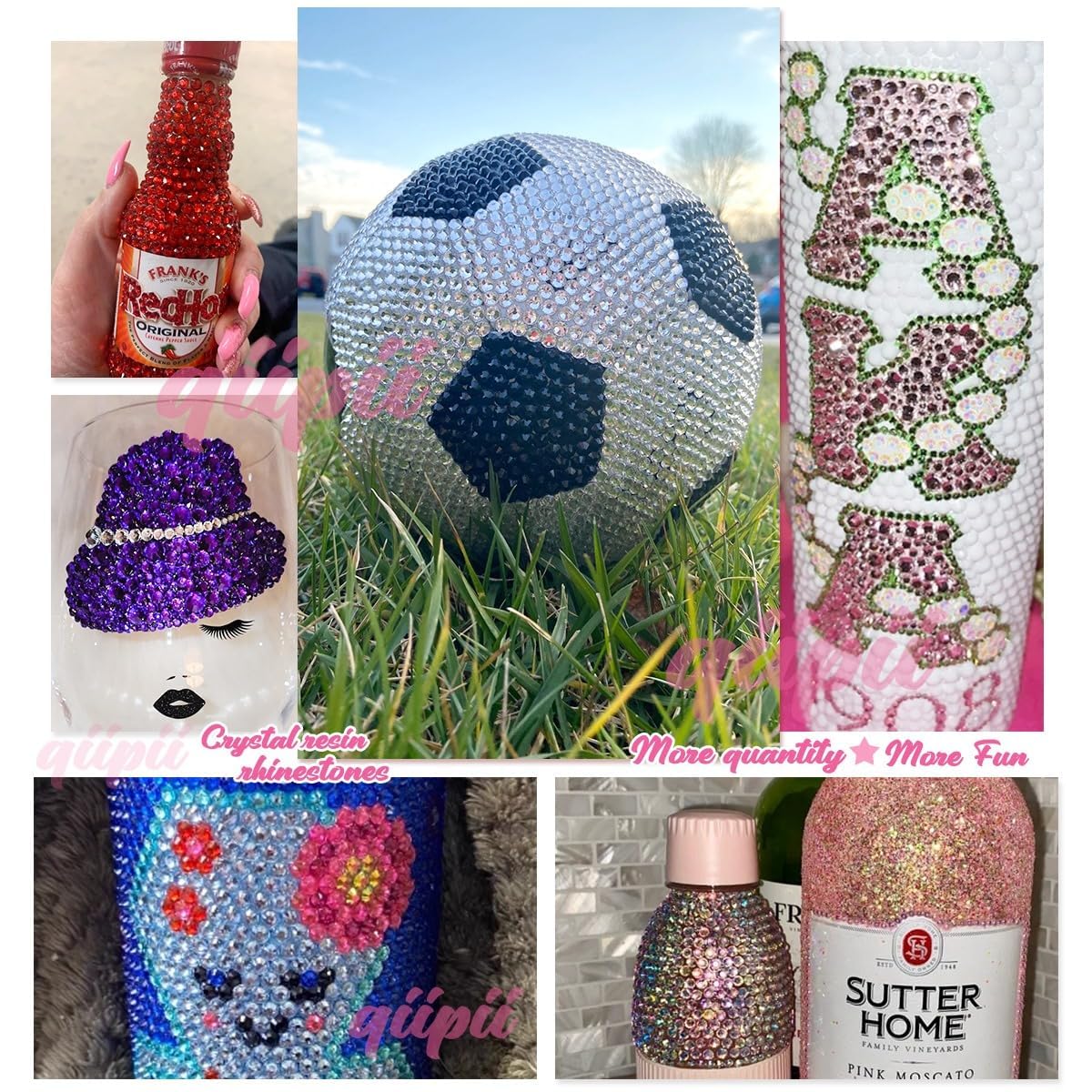 Qiipii decoraciones para tumblers y botellas con piedras brillantes.
