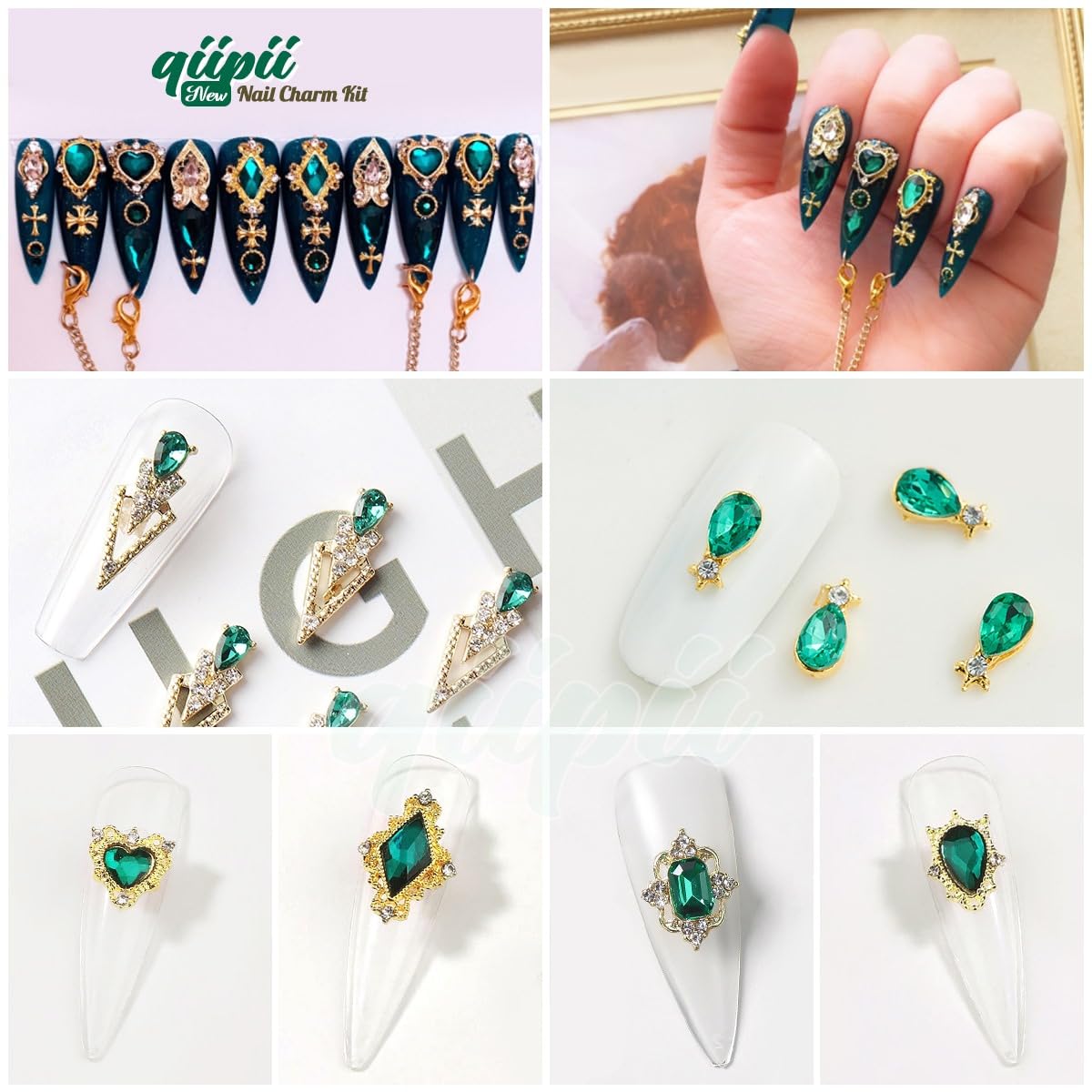 Destellos verdes qiipii, ideal para uñas con acabado brillante