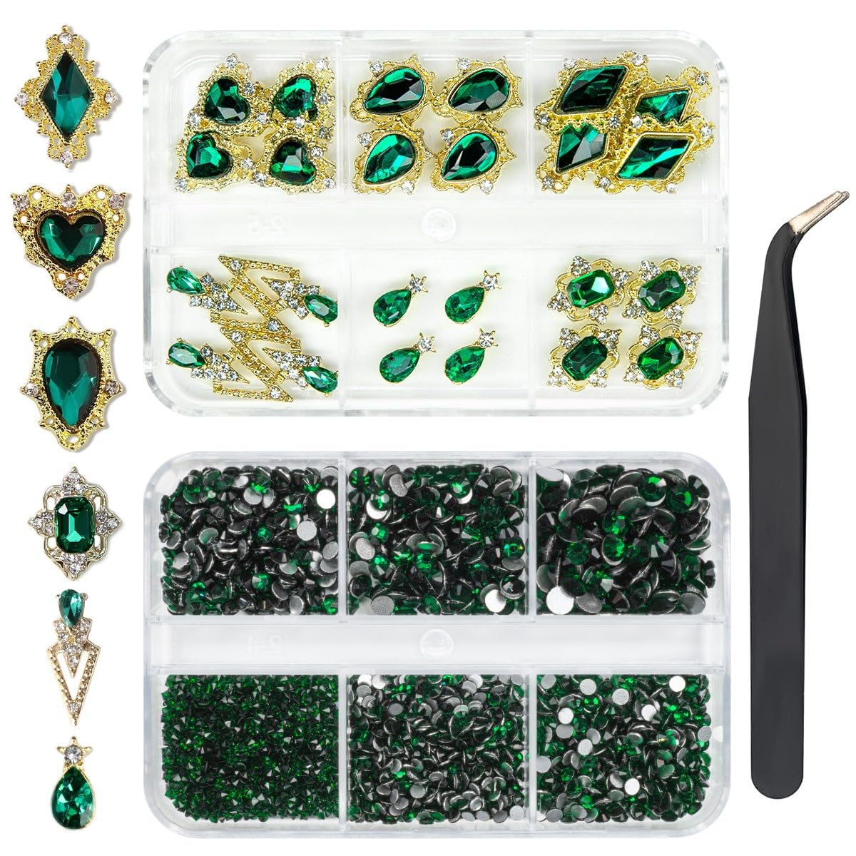 Dije verde qiipii para uñas con corazón, añade elegancia al diseño